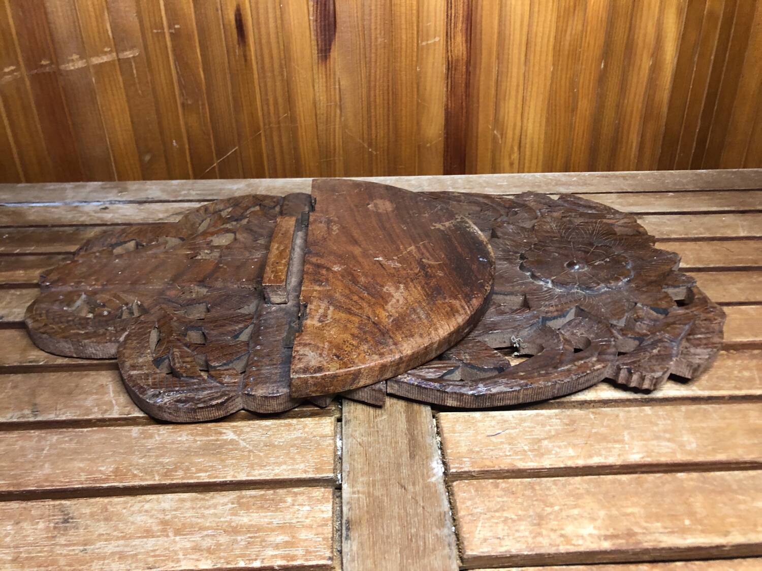 Carved wood shelf vintage birds & flowers decor