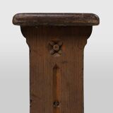 Banc rustique français en chêne avec sculptures et belle patine, vers 1850