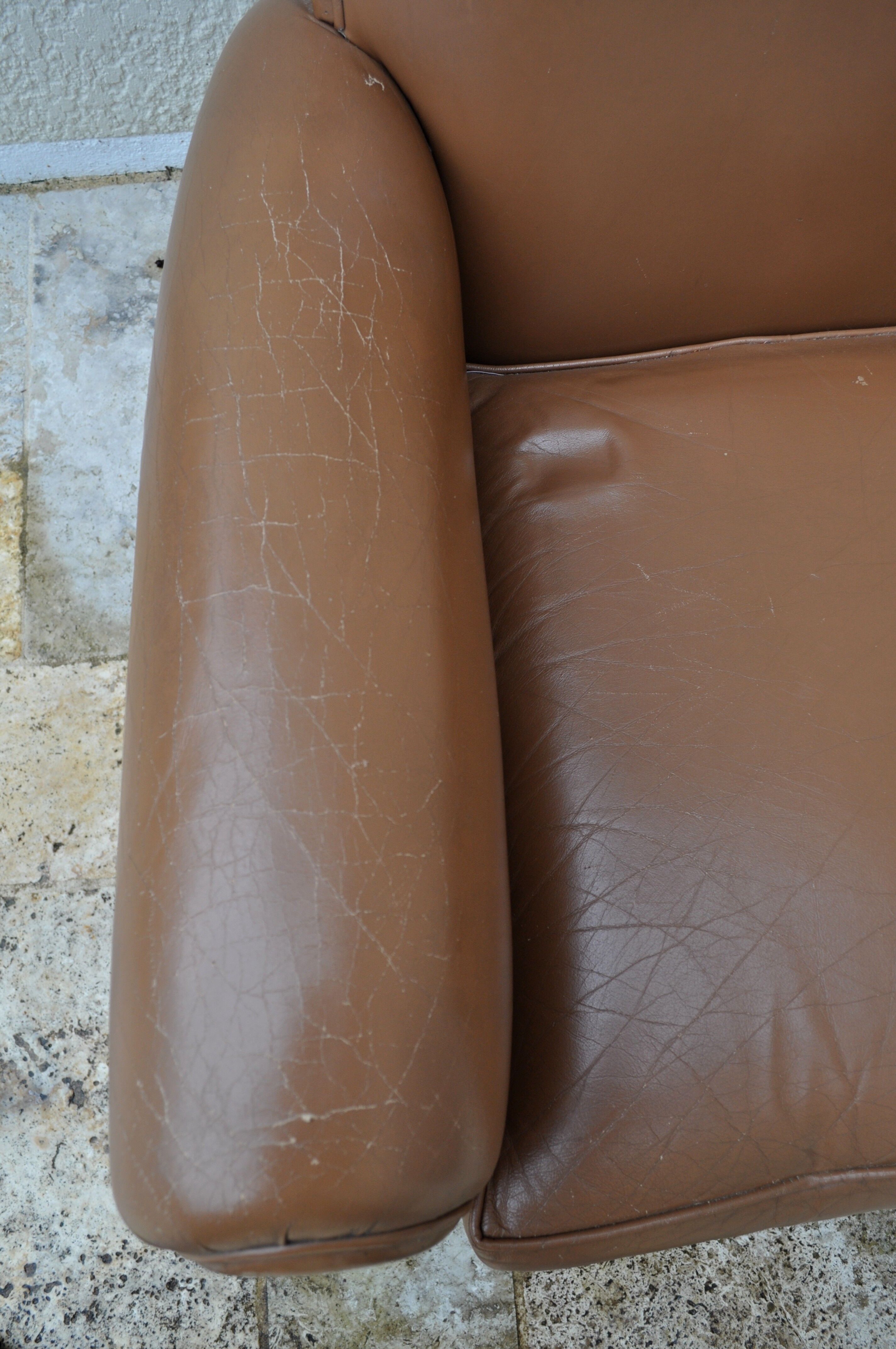 Vintage caramel leather club armchair