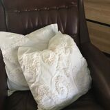 Duo of berber beige cushions