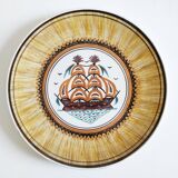 Greek ceramic dish with boat decor