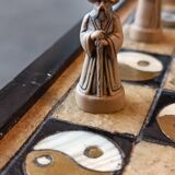 Chess in wood and mother-of-pearl