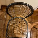 Set of 4 Wrought Iron and Rattan Chairs