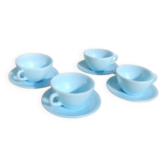 Set of 4 vintage Duralex cups and saucers