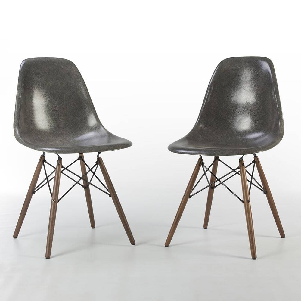 Elephant Grey Pair (2) Herman Miller Original Eames DSW Dining Shell Chairs