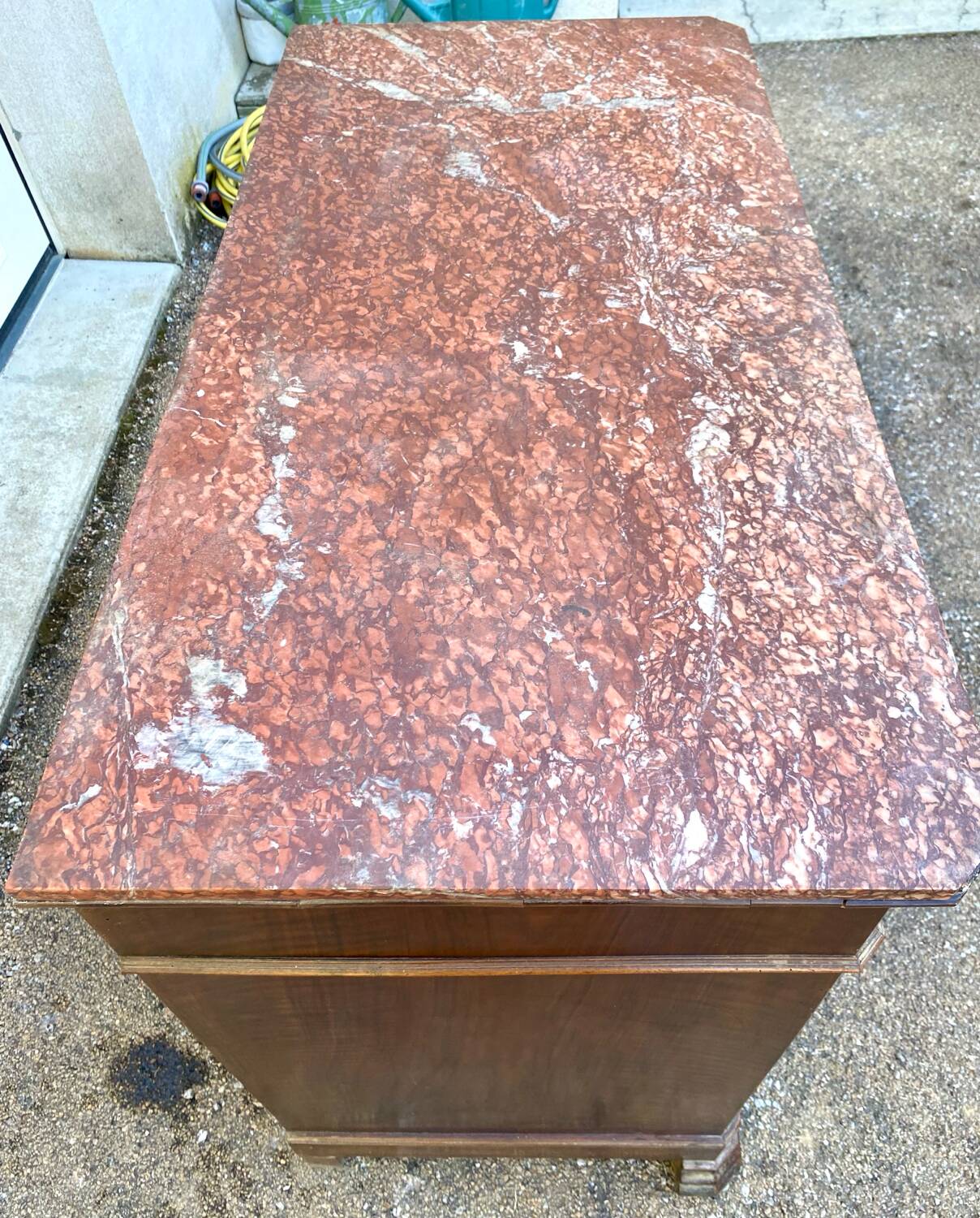 Antique Empire style chest of drawers with marble top