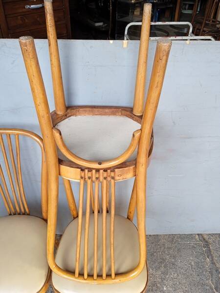 4 designer chairs in bent beech ep 1950 Italy