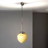 Art Deco cream opaline beehive glass hanging lamp