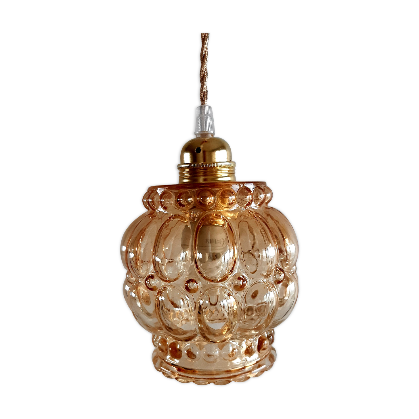 Suspension baladeuse en verre ambré