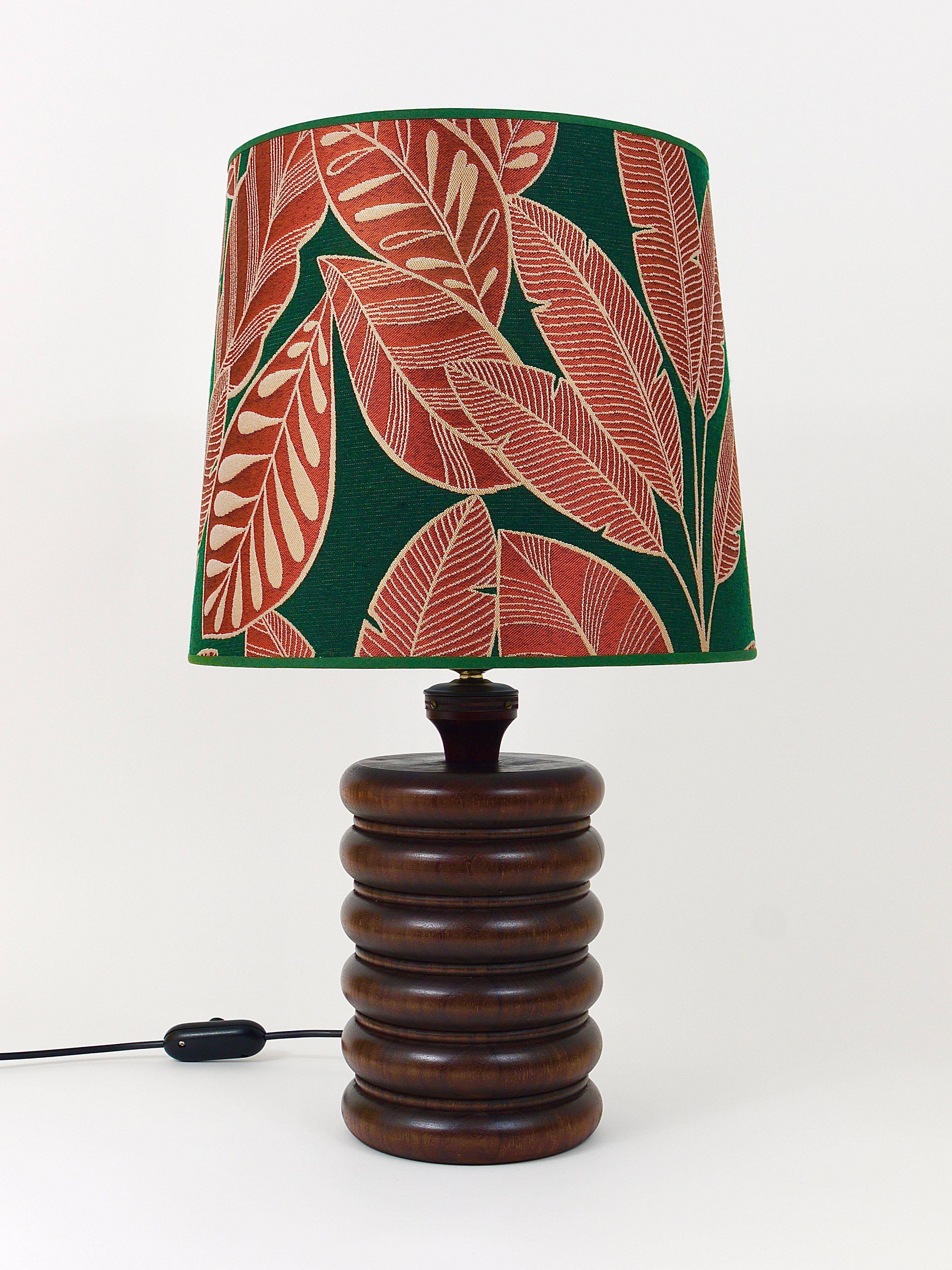 Mid-century table or accent lamp, turned wooden base, Sweden, 1970s