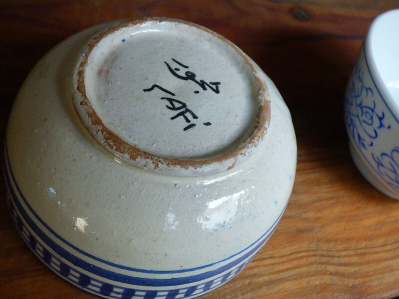 Duo of mismatched old bowls
