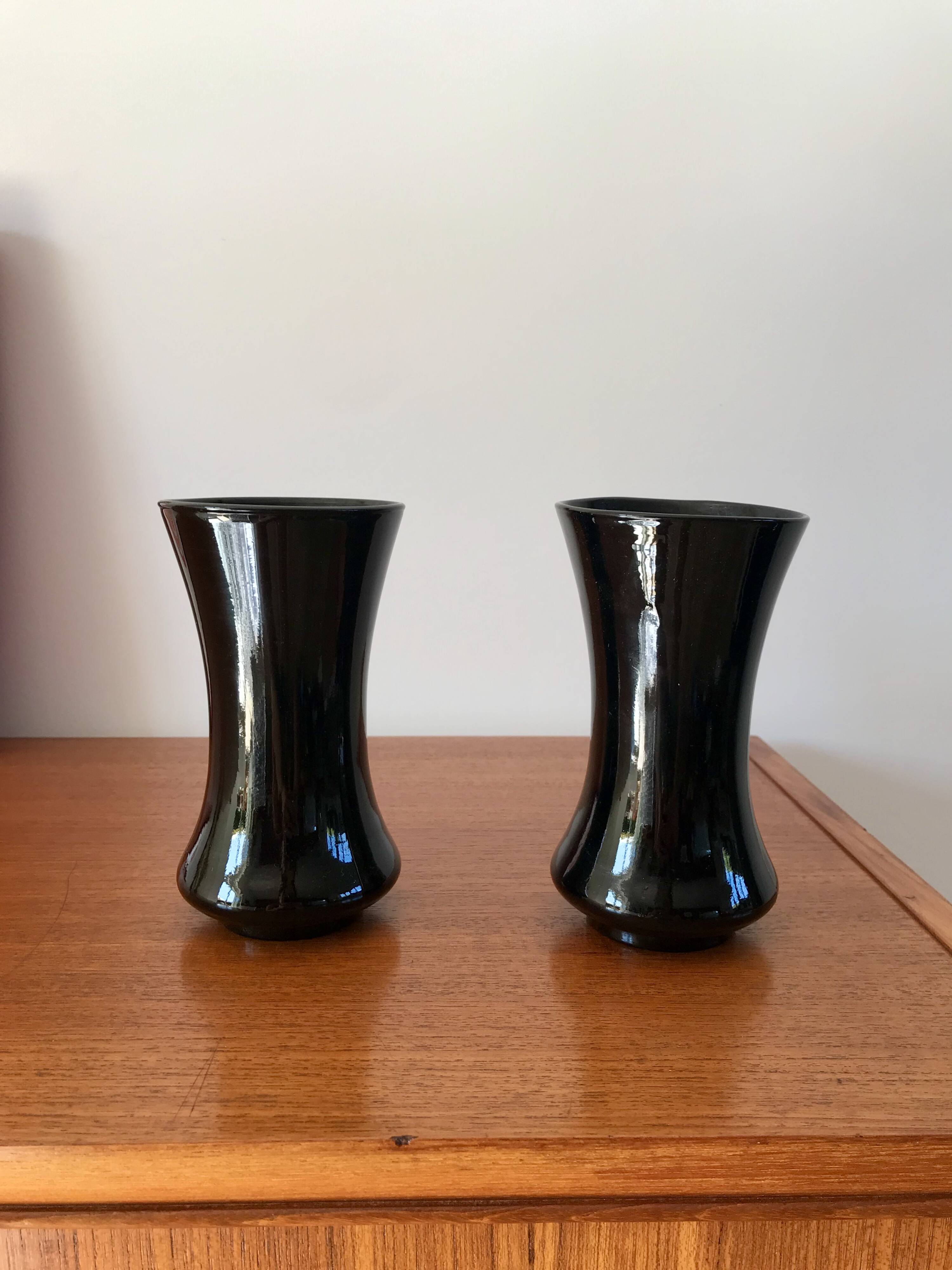 Pair of black opaline vases early 20th century