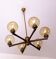 Angelo Brotto intricate gold-plated brass chandelier with 6 globes, 1960s