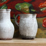 Pair of glazed terracotta pitchers