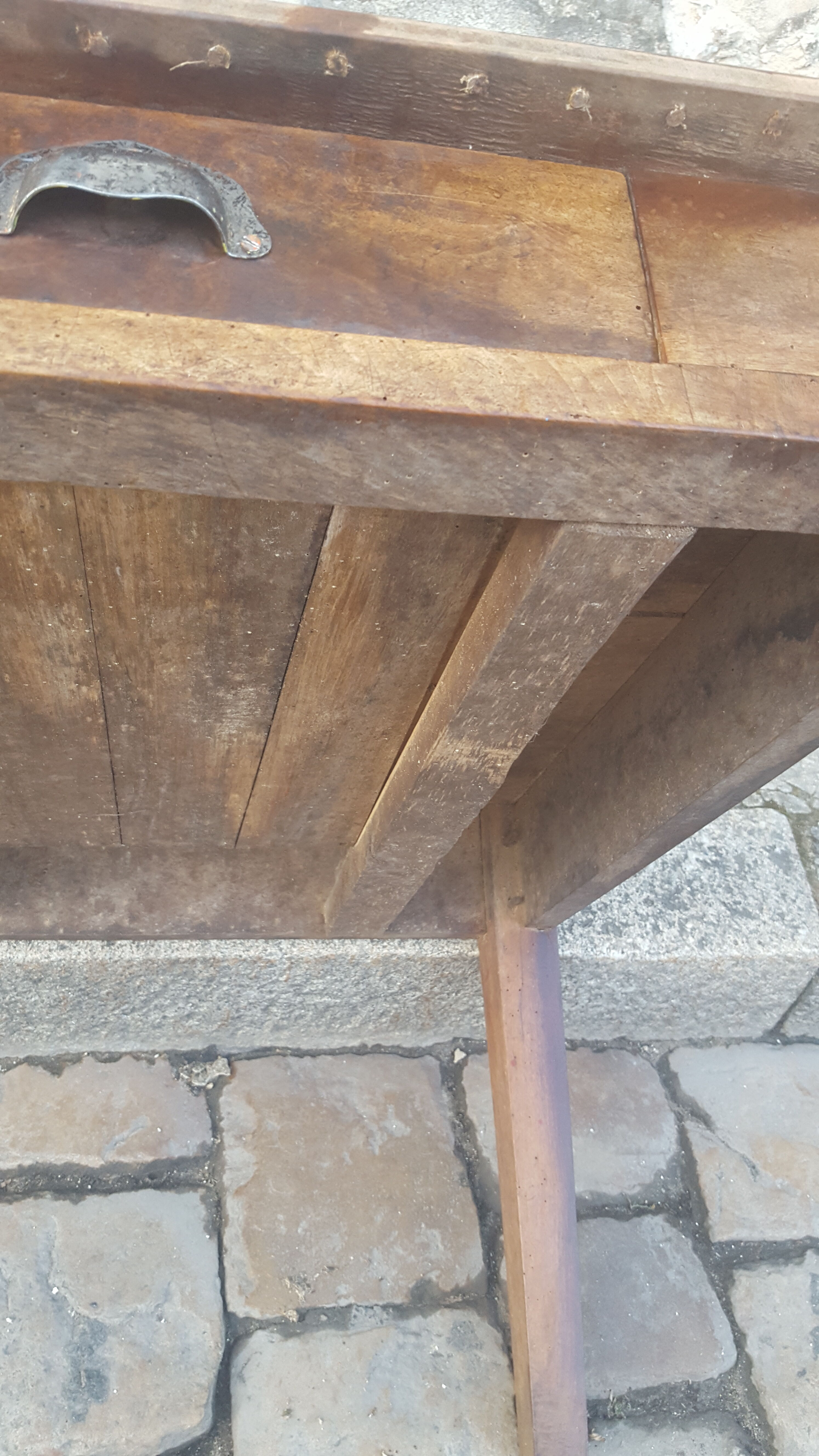 Farm table coffee table with drawers