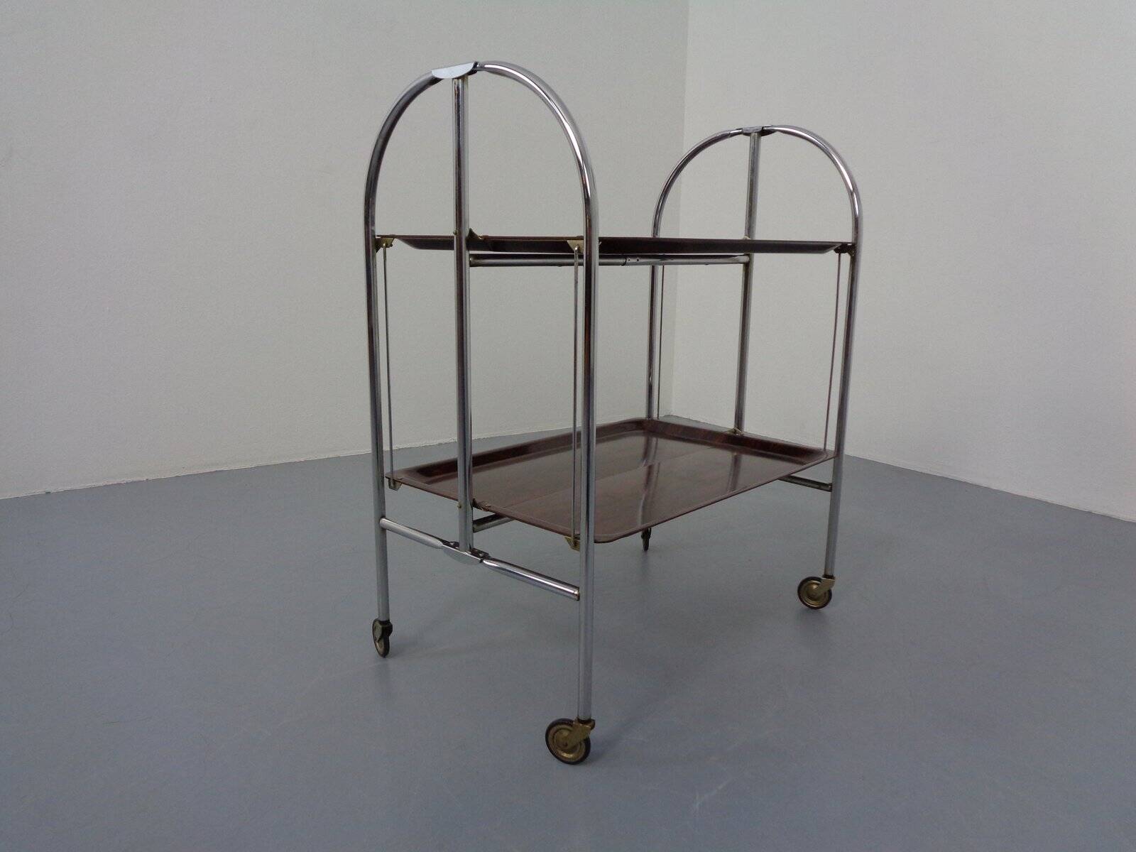 Vintage Optic Rosewood Pressalit Tea Cart, 1970s