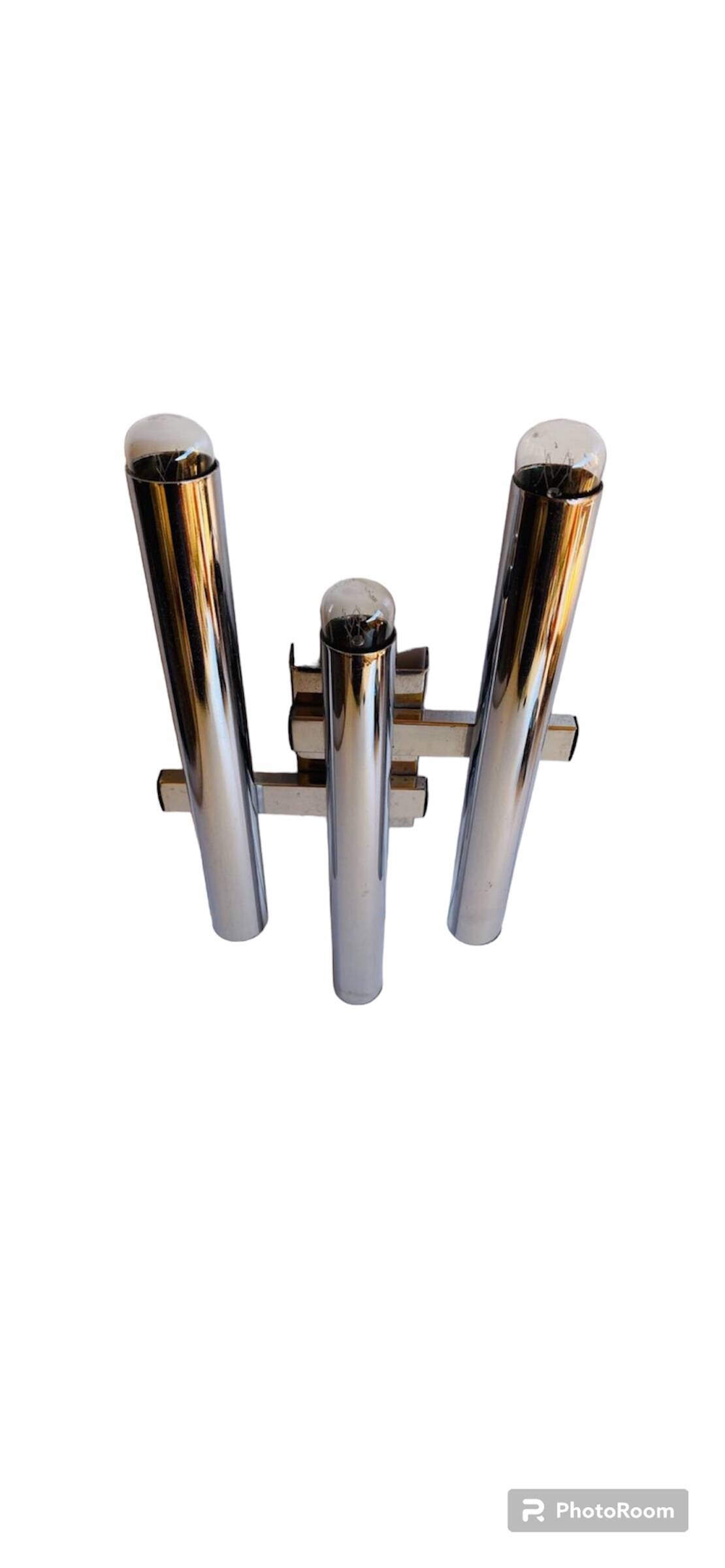 Sciolari Wall lamp metal Chrome Space Age, Italy 1970s