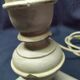 Bedside lamp wood patinated paint grise luminaire white cord
