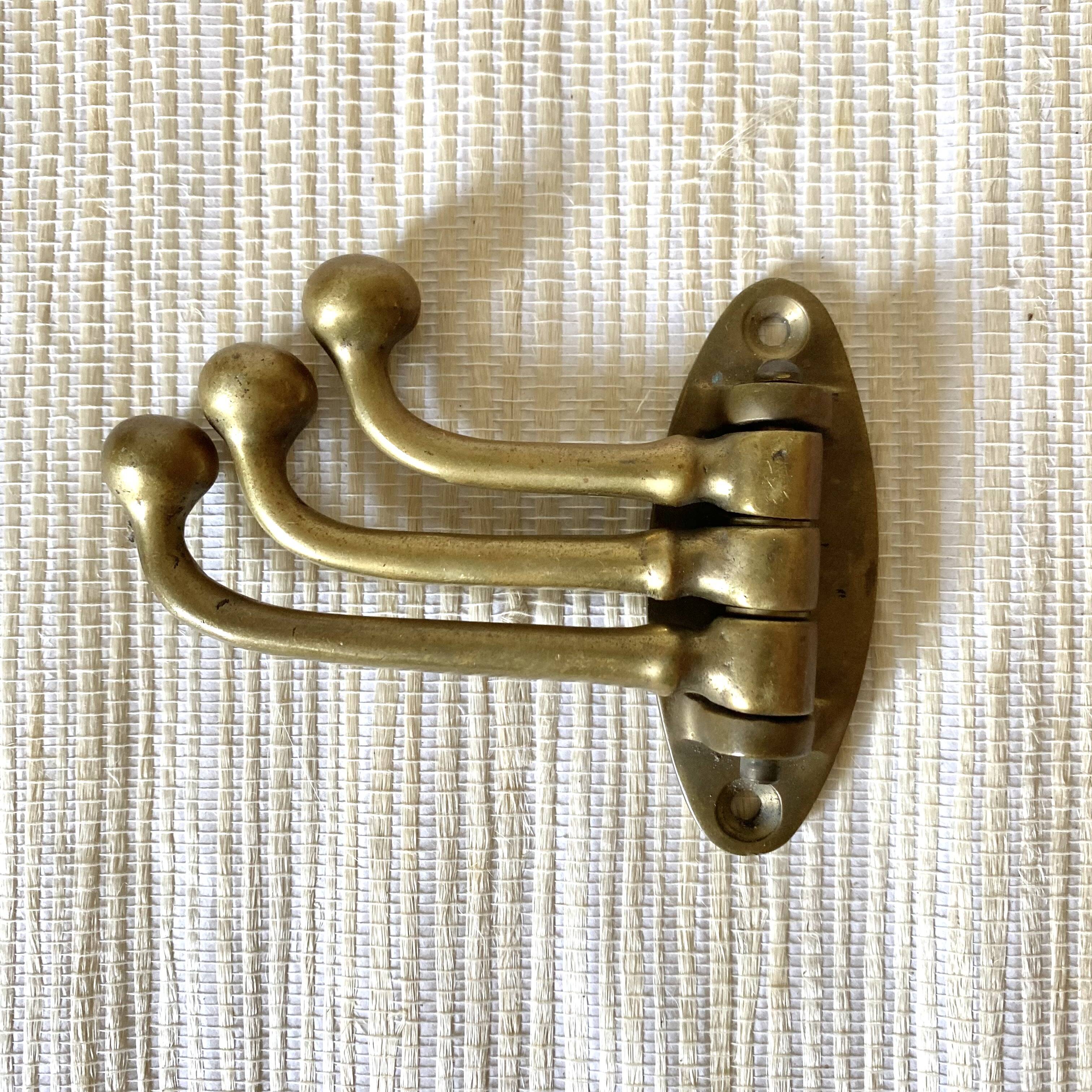 Triple hook brass coat rack