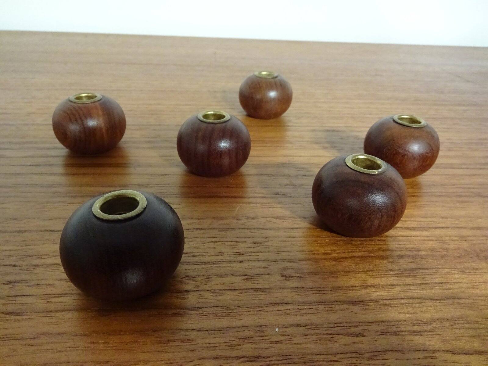 Danish Teak Candleholders, 1960s, Set of 6