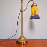 Art Deco brass and glass desk lamp signed "Frères Muller", 1920s
