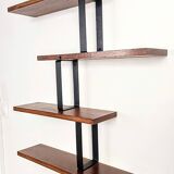 Solid Oak Wood Shelf with Invisible Shelves and Black Steel Supports - Elegance & Modernity