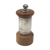 PEPPER MILL, Vintage PEUGEOT pepper mill in WOOD and silver-plated METAL GOLDWORKS CHRISTOFLE