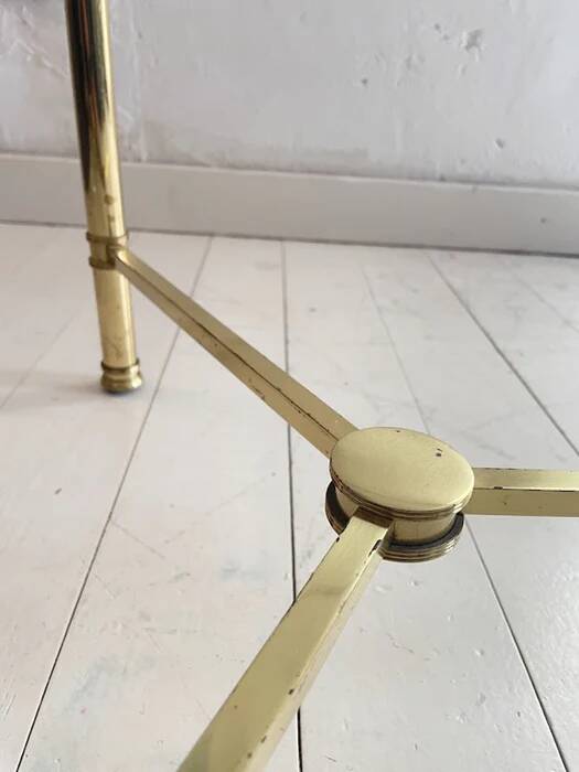 French brass and glass round cocktail table in the style of Maison Baguès