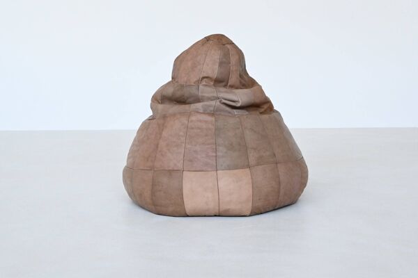 Pouf en cuir patchwork De Sede en Suisse 1970