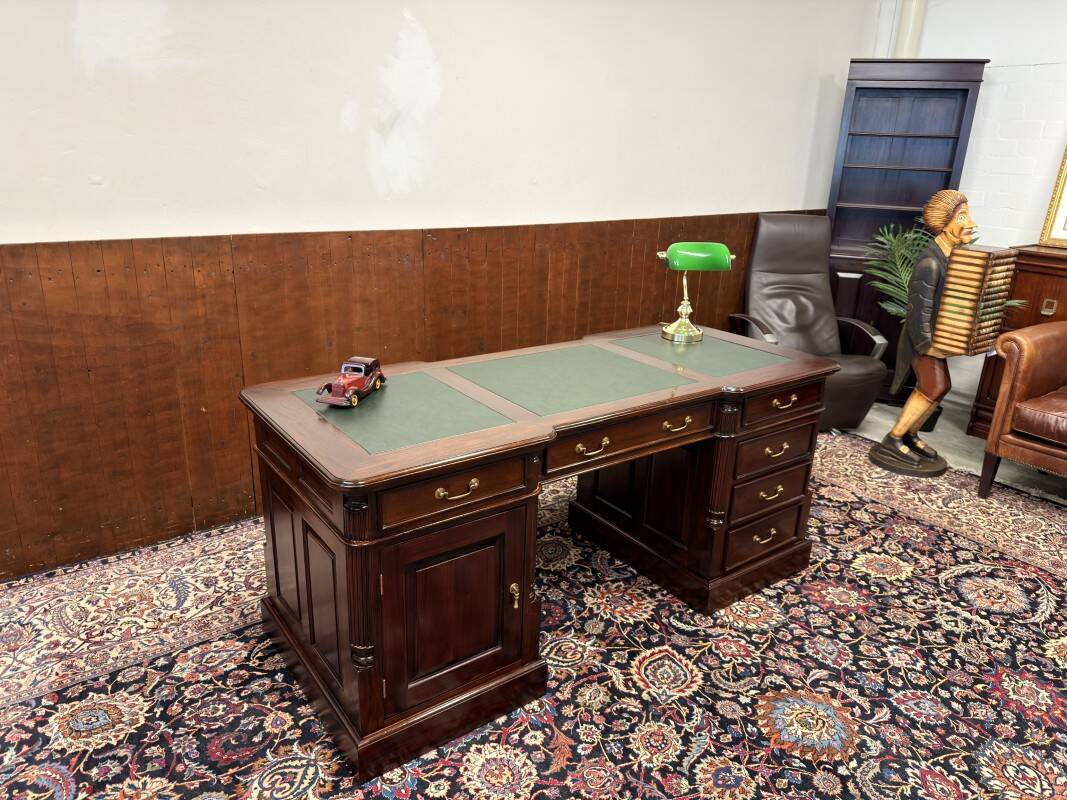 Classic English Desk with Green Inlay