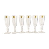 6 flûtes à champagne anciennes en cristal de Portieux