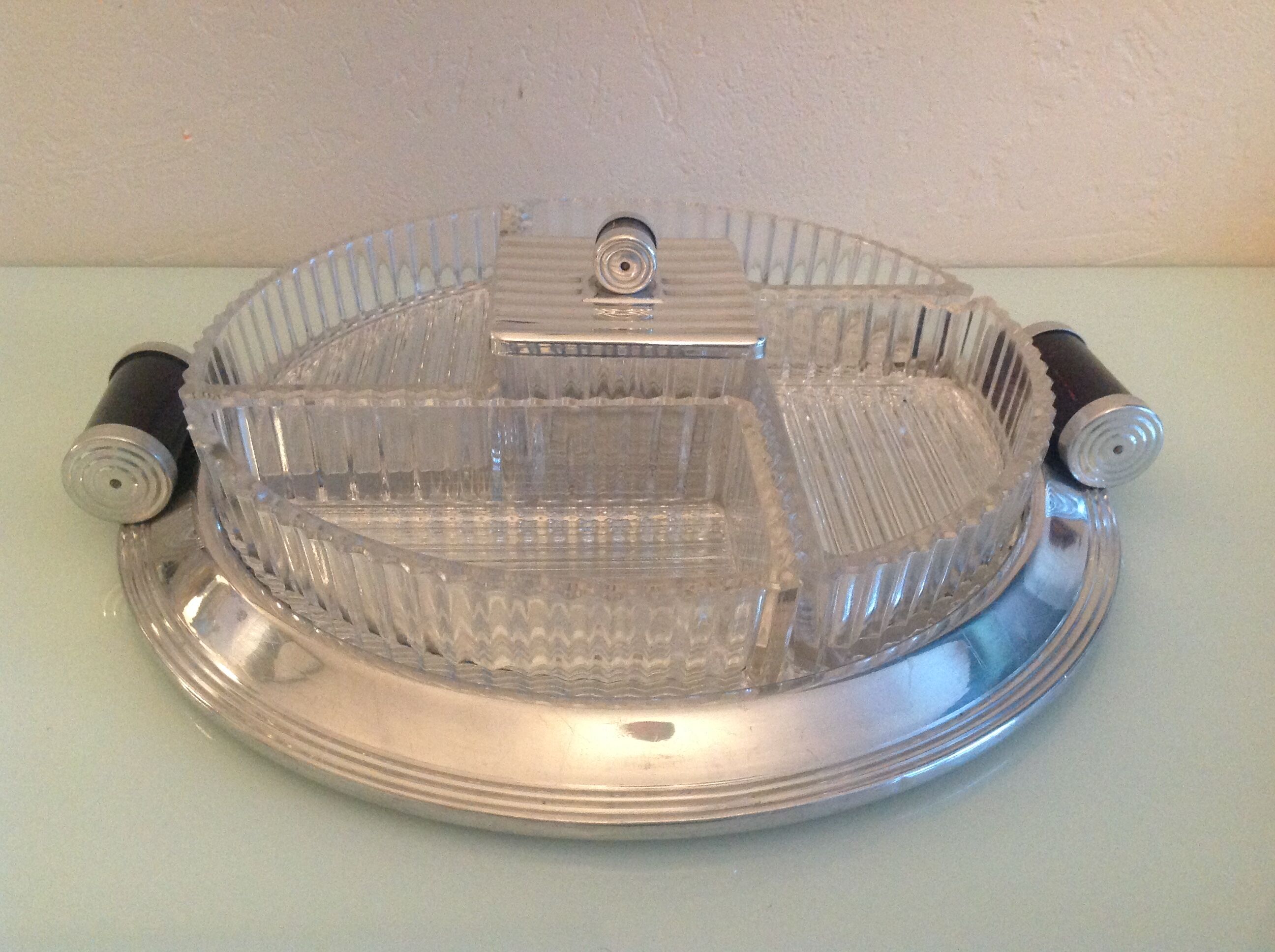 Servant mirror tray by Durinox Oxydor art deco style / 30s-40s