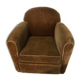 Fauteuil club velours mordoré