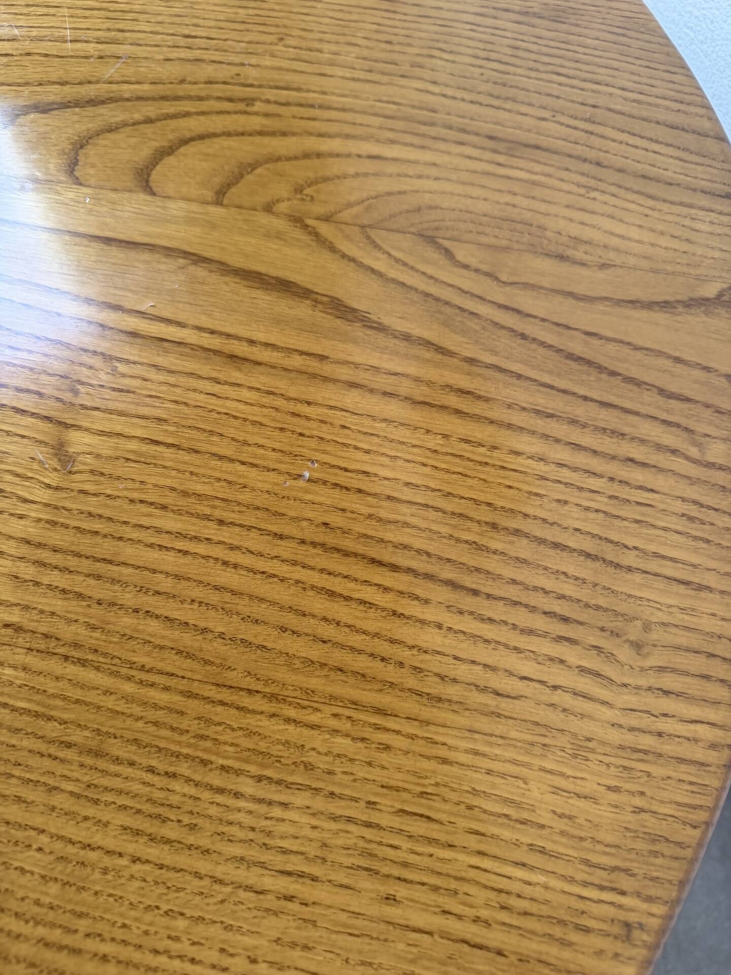 1950s round tripod oak coffee table