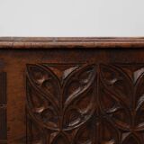 Rare Large Gothic 16th century carved solid oak chest, France