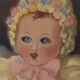 Oil on panel vintage 1930/1950 doll portrait