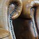 Set of 2 beautiful and correct sheep leather wingback armchairs with fixed seat cushions