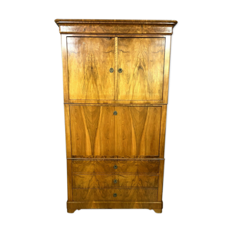 Secretary guillotine era Louis Philippe Charles X in blond walnut circa 1830