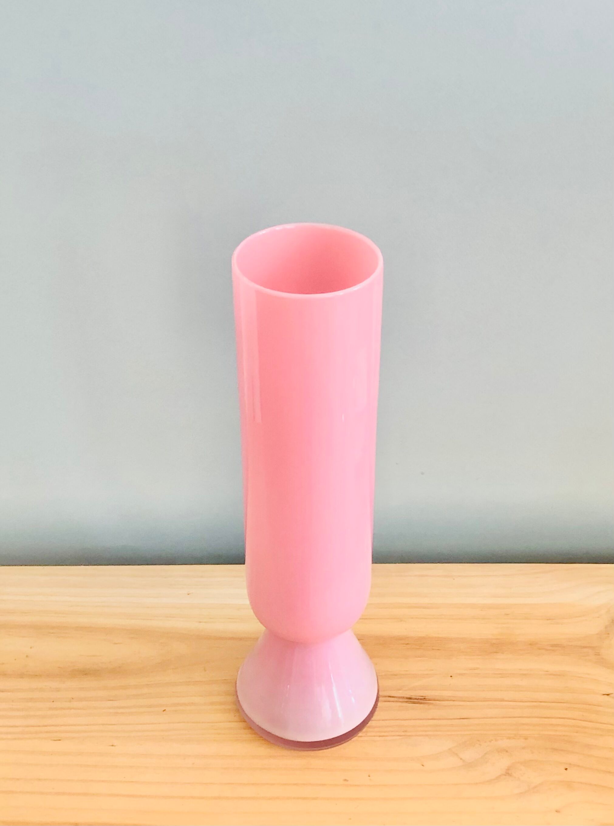 Large vintage vase in pink opaline H40cm