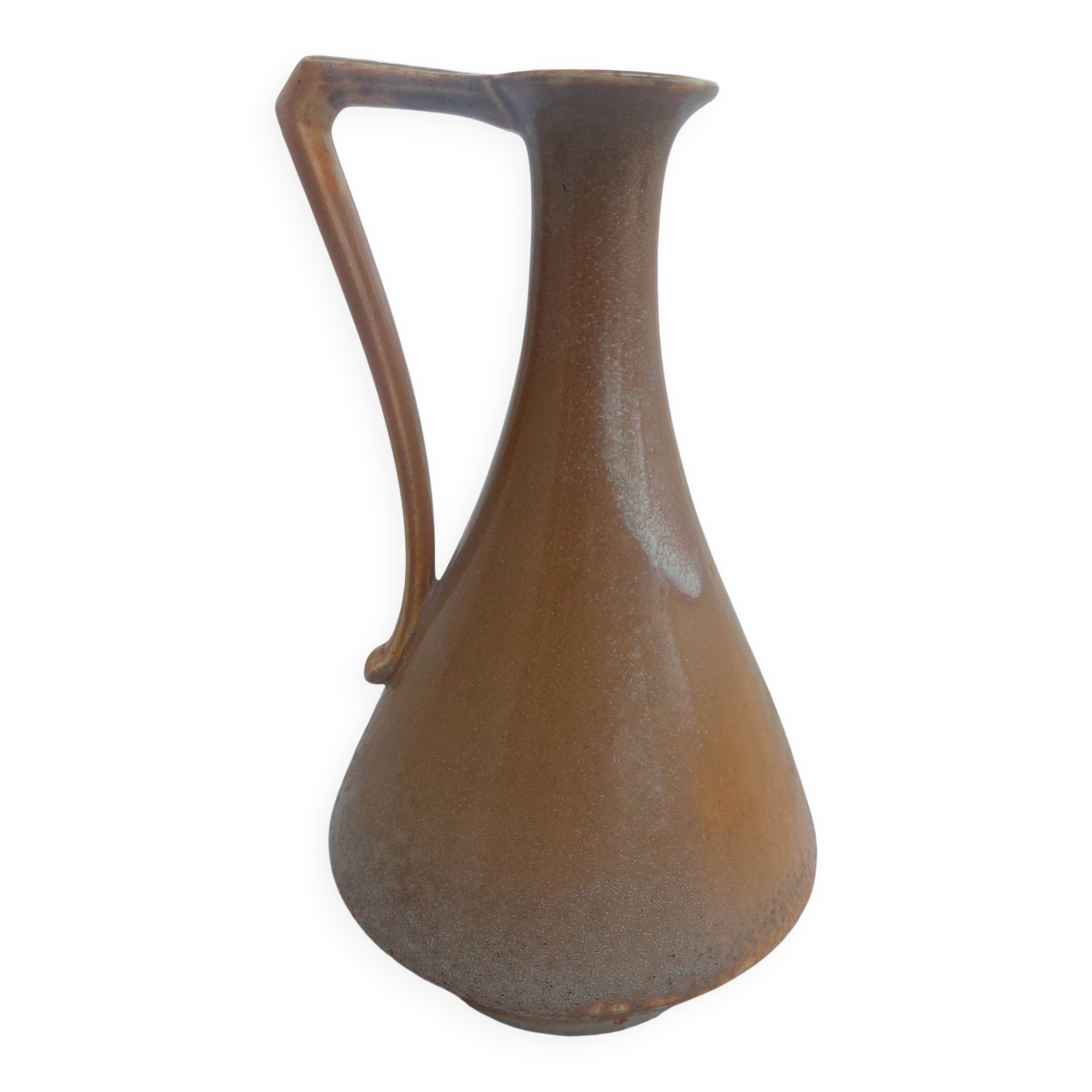 Vase, vintage pitcher Fournier-Demars in ochre ceramic