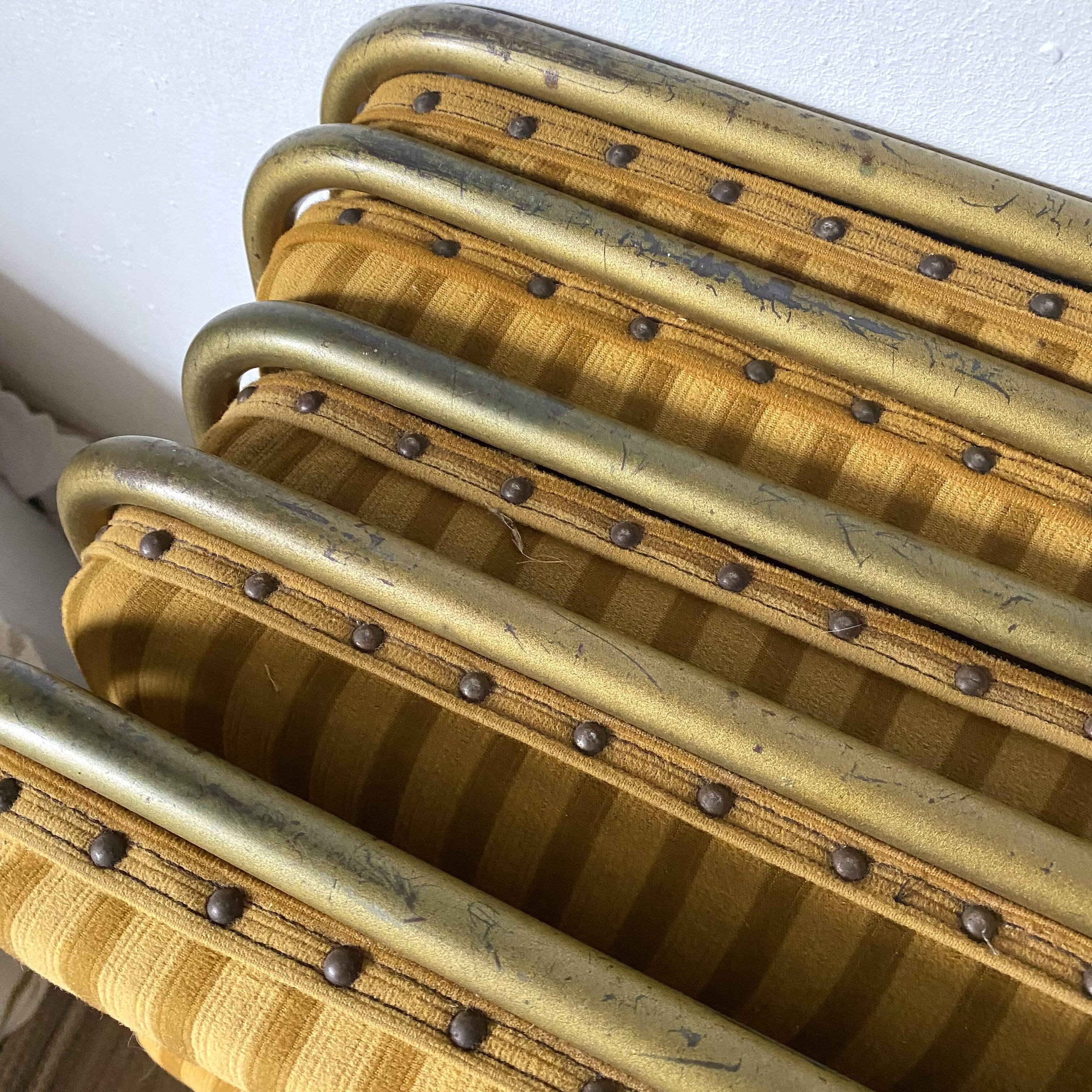 Lafuma folding chairs in velvet and gold metal