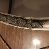 Silver Art Deco mirror with pompoms 32x54cm