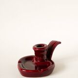 Ceramic candle holder with handle, Bordeaux