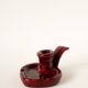 Ceramic candle holder with handle, Bordeaux