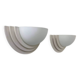 Paire d'applique vintage géométrique, plâtre et verre sablé, France 1970.