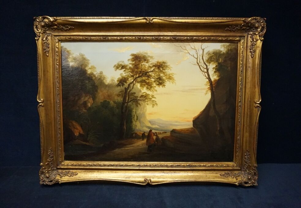 Landscape. Oil on a wooden panel.