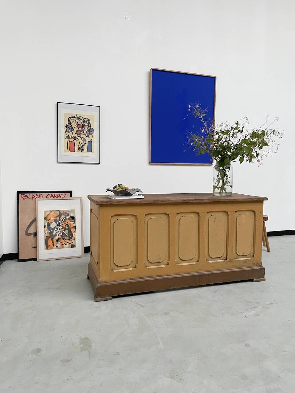 Yellow patina commercial counter from the 50s