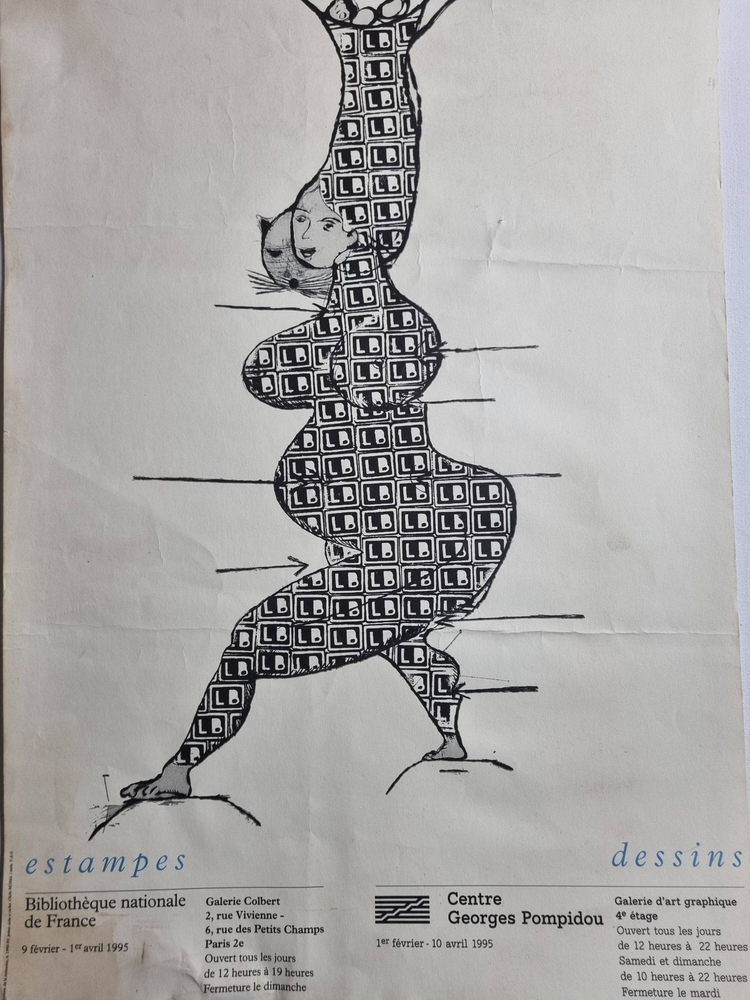 Exhibition poster after Louise Bourgeois, prints, drawings Center Georges Pompidou, 1995