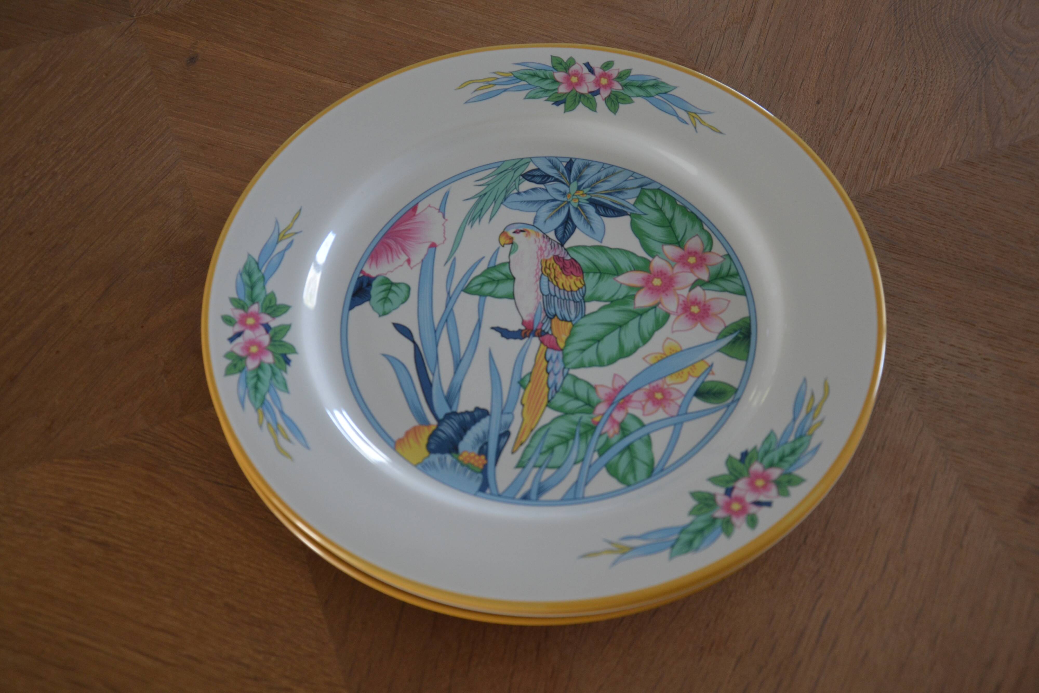3 plates S 951 "bird of paradise" Japan