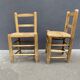 Set of 2 chairs in raw wood and straw from the 50s